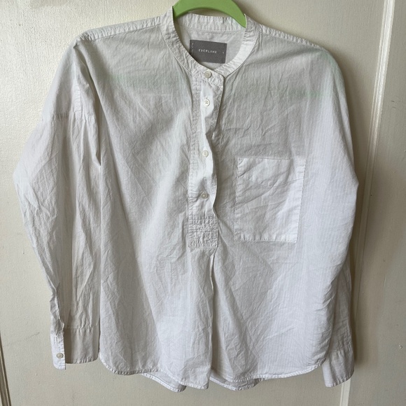 Everlane Popover Collarless Shirt - White, Size 4 - Picture 1 of 3